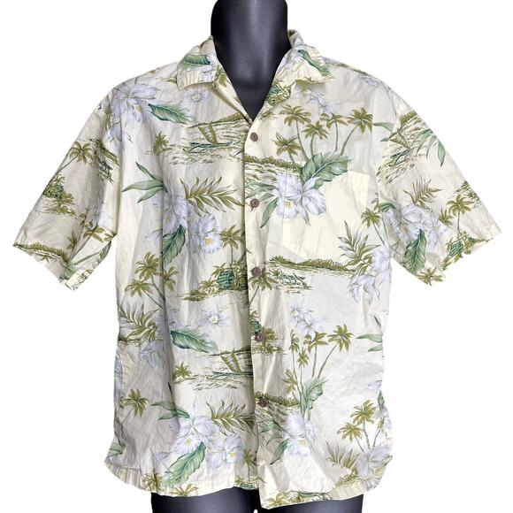 Winnie Fashion Hawaiian Shirt Mens Size L Yellow Button Up Short Sleeves Pocket - Picture 1 of 5